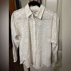 Loft 100% cotton eyelet button down